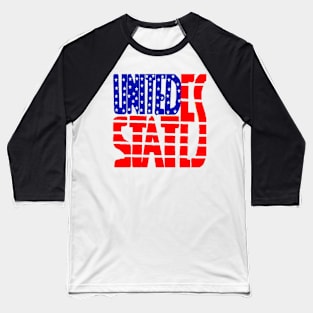 Flag USA Illustration on White Background Baseball T-Shirt